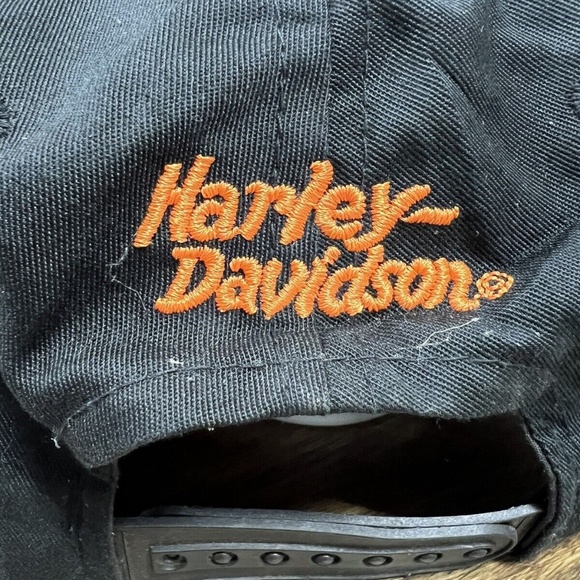 Harley Davidson Logo Ride Like The Wind American Needle Black Hat Cap Vintage - Picture 5 of 12